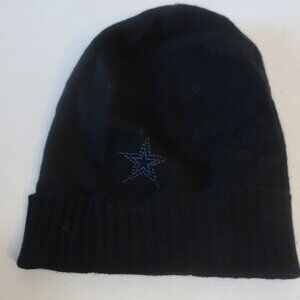 NWT Womens 27 Miles 100% Cashmere Black Stars Beane Hat O/S